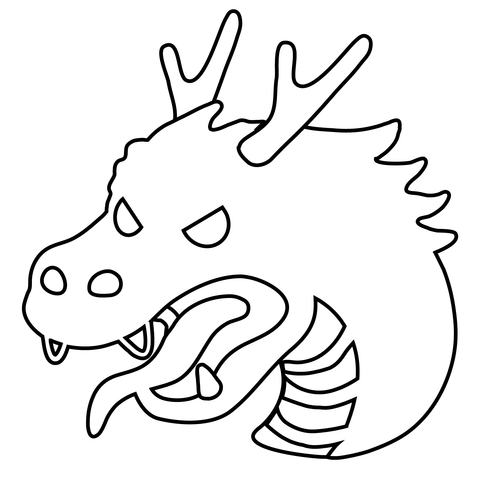 Dragon face emoji coloring page free printable coloring pages