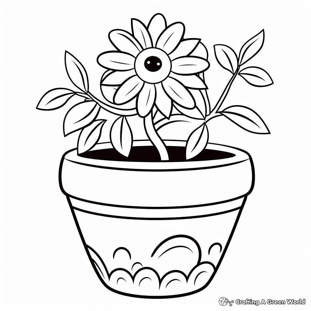 Flower pot coloring pages