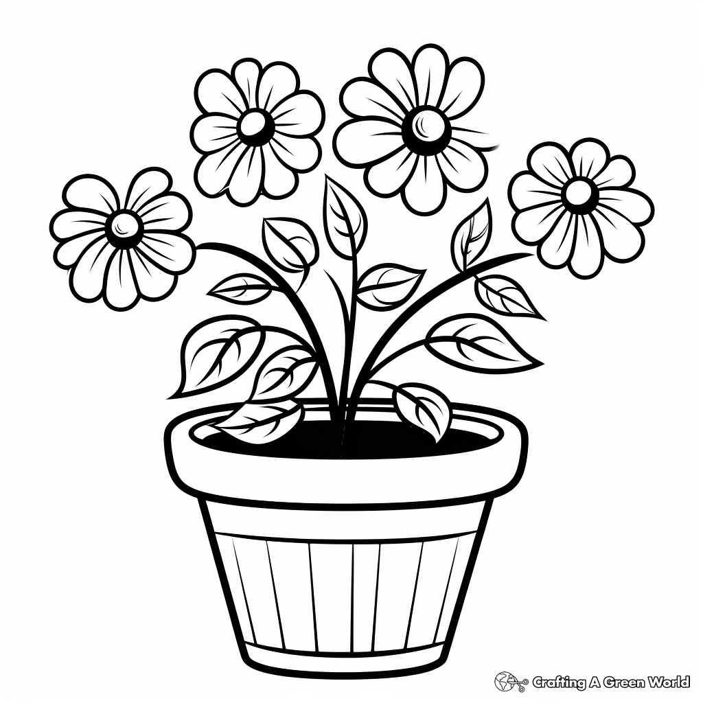 Flower pot coloring pages