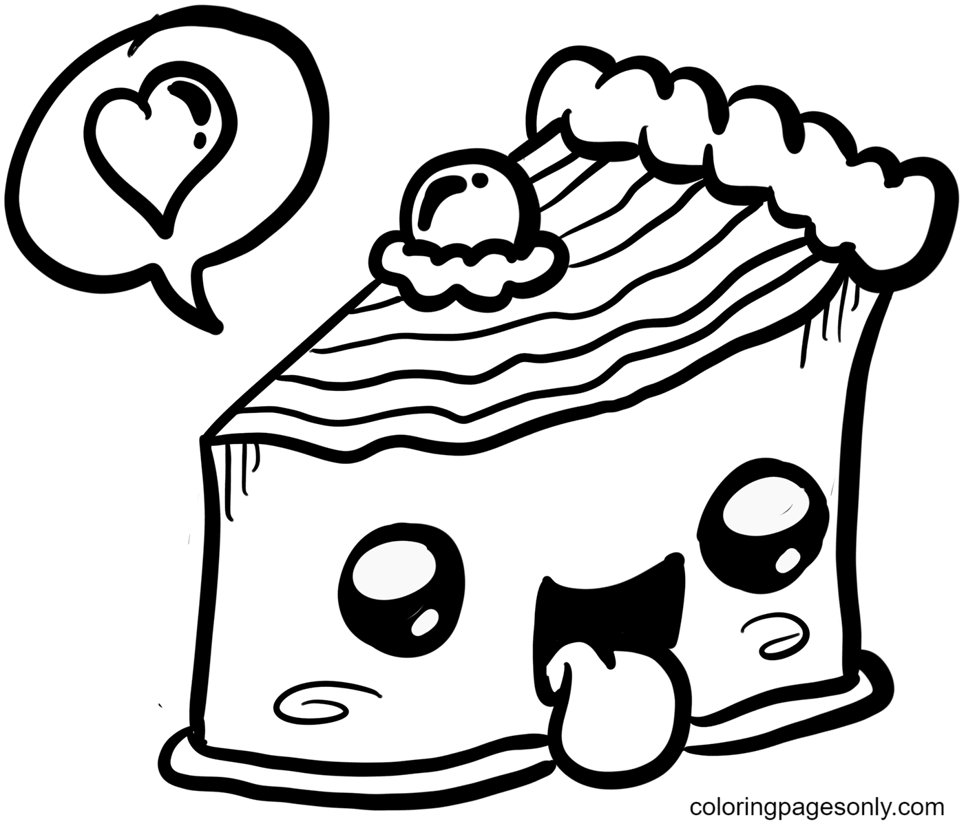 Kawaii delicious cake food coloring page