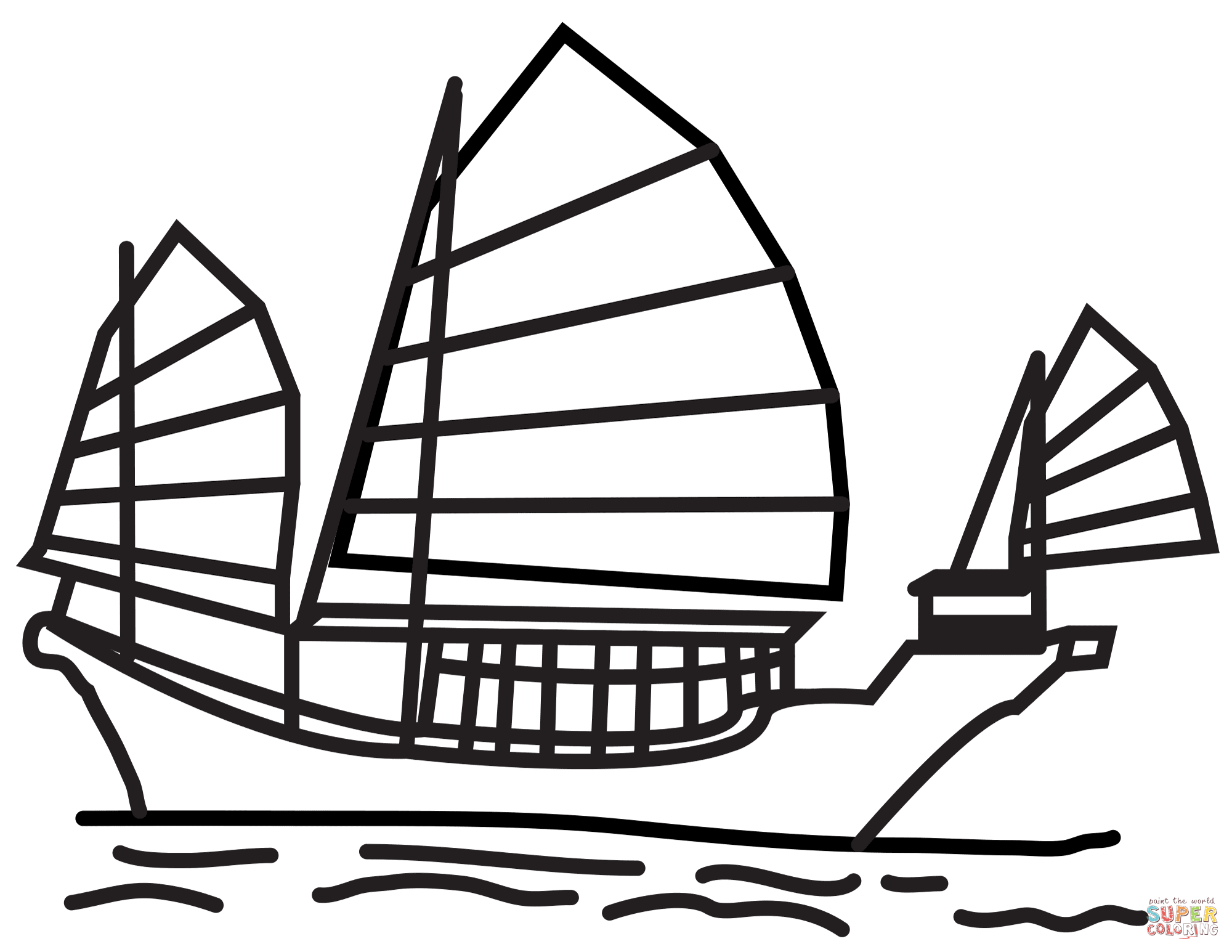 Chinese junk coloring page free printable coloring pages