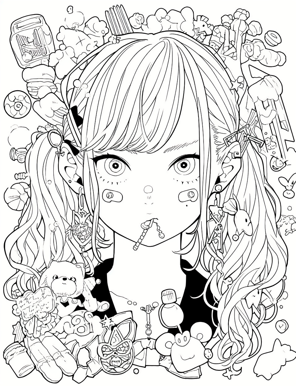 Decora girl cute coloring page cute coloring pages coloring book art manga coloring book