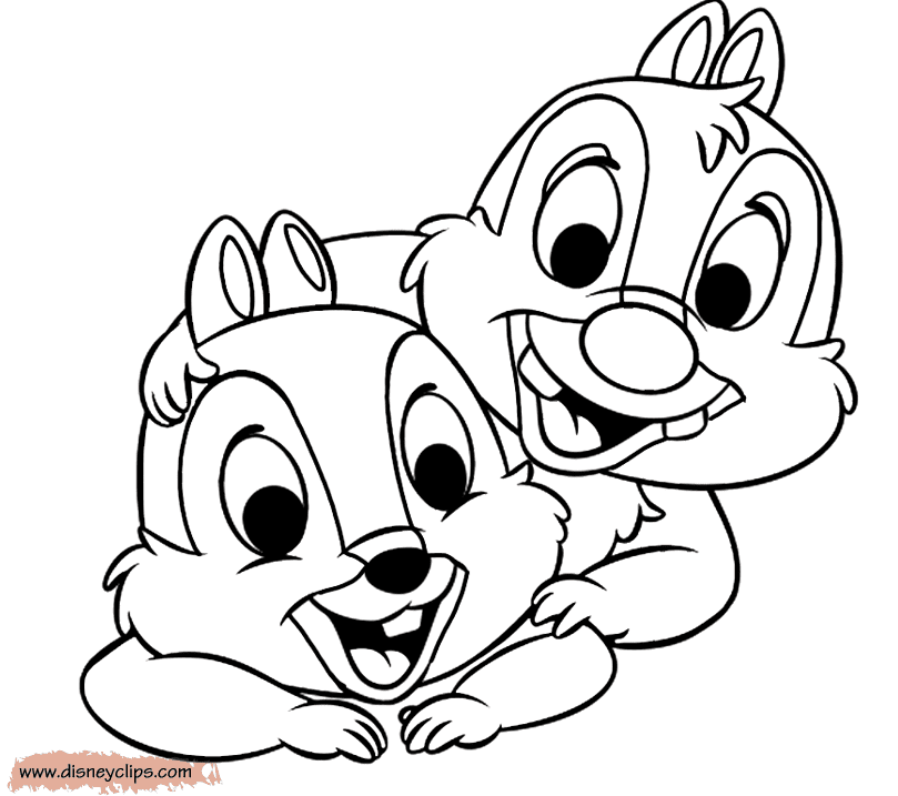 Chip and dale posing coloring page