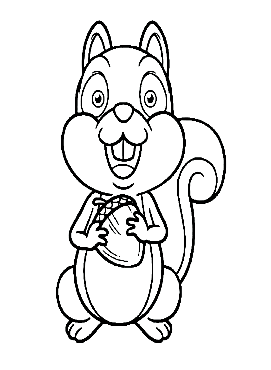 Chipmunk smiling and holding acorn coloring page