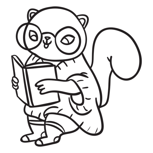 Stroke squirrel reading png svg design for t