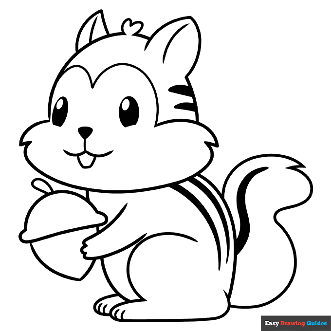 Easy cartoon chipmunk coloring page easy drawing guides