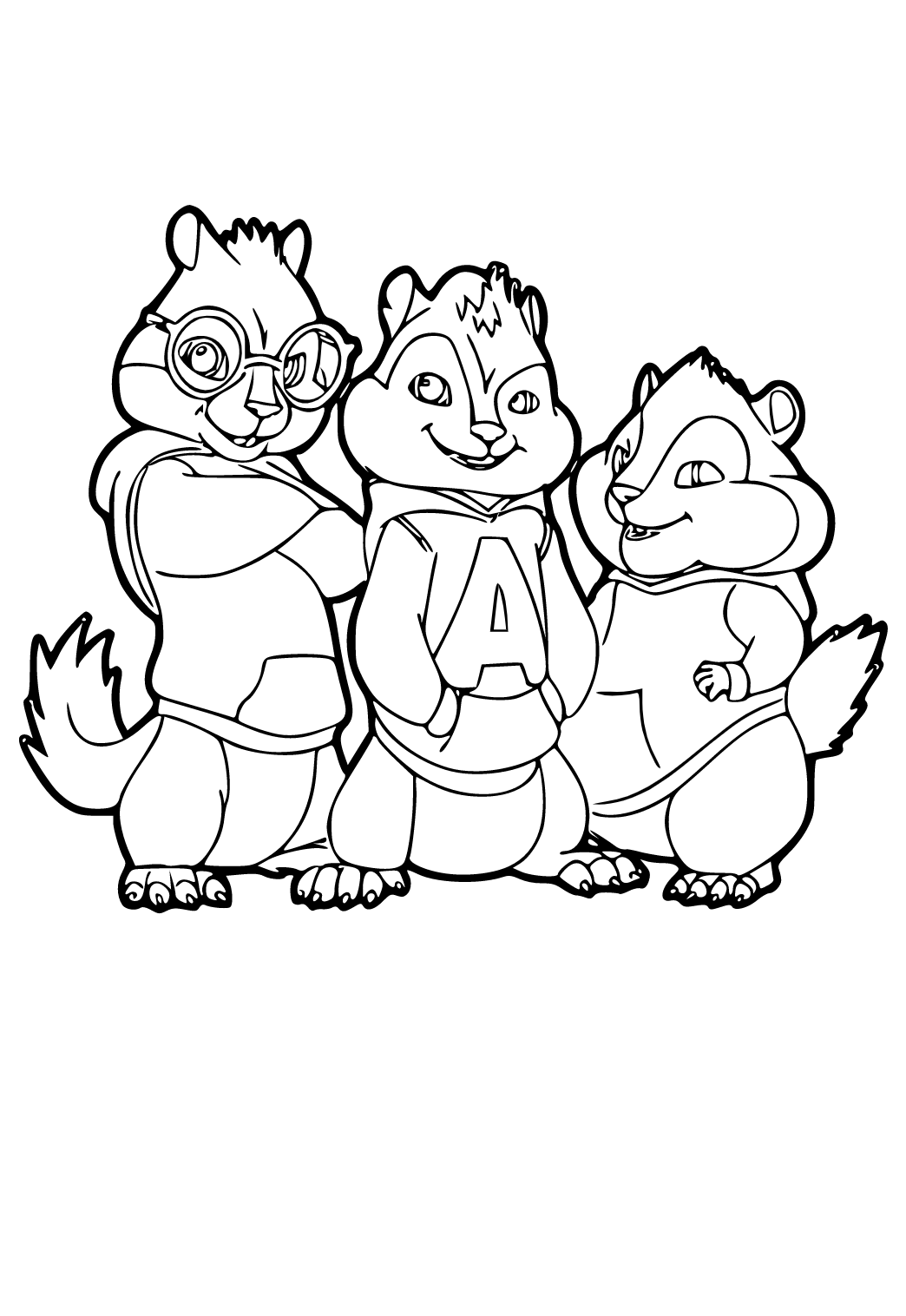 Free printable alvin and the chipmunks friends coloring page sheet and picture for adults and kids girls and boys
