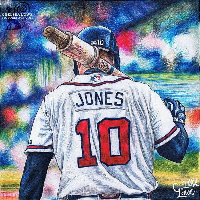 Chipper jones art chipper jones atlanta braves baseball baseball drawings