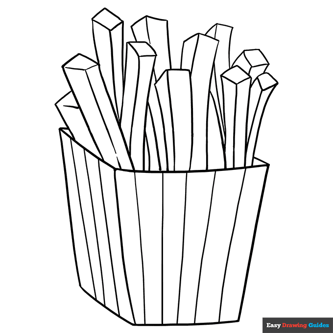 French fries coloring page easy drawing guides