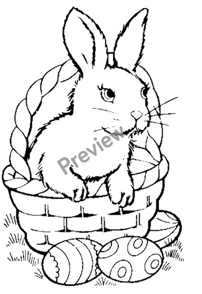 Free printable easter bunny in basket coloring page