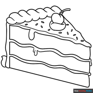 Chocolate cake coloring page easy drawing guides