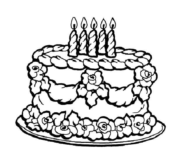 Lovely decoration chocolate cake coloring pages