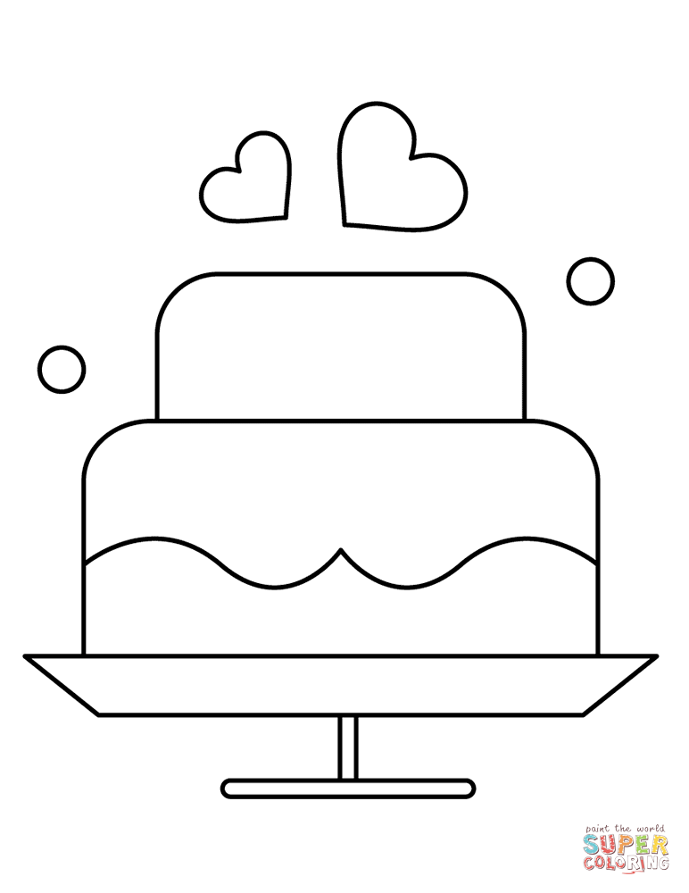 Valentines day cake coloring page free printable coloring pages