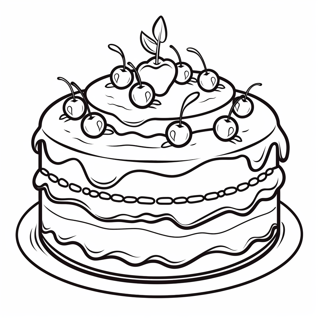 Cute cake coloring pages