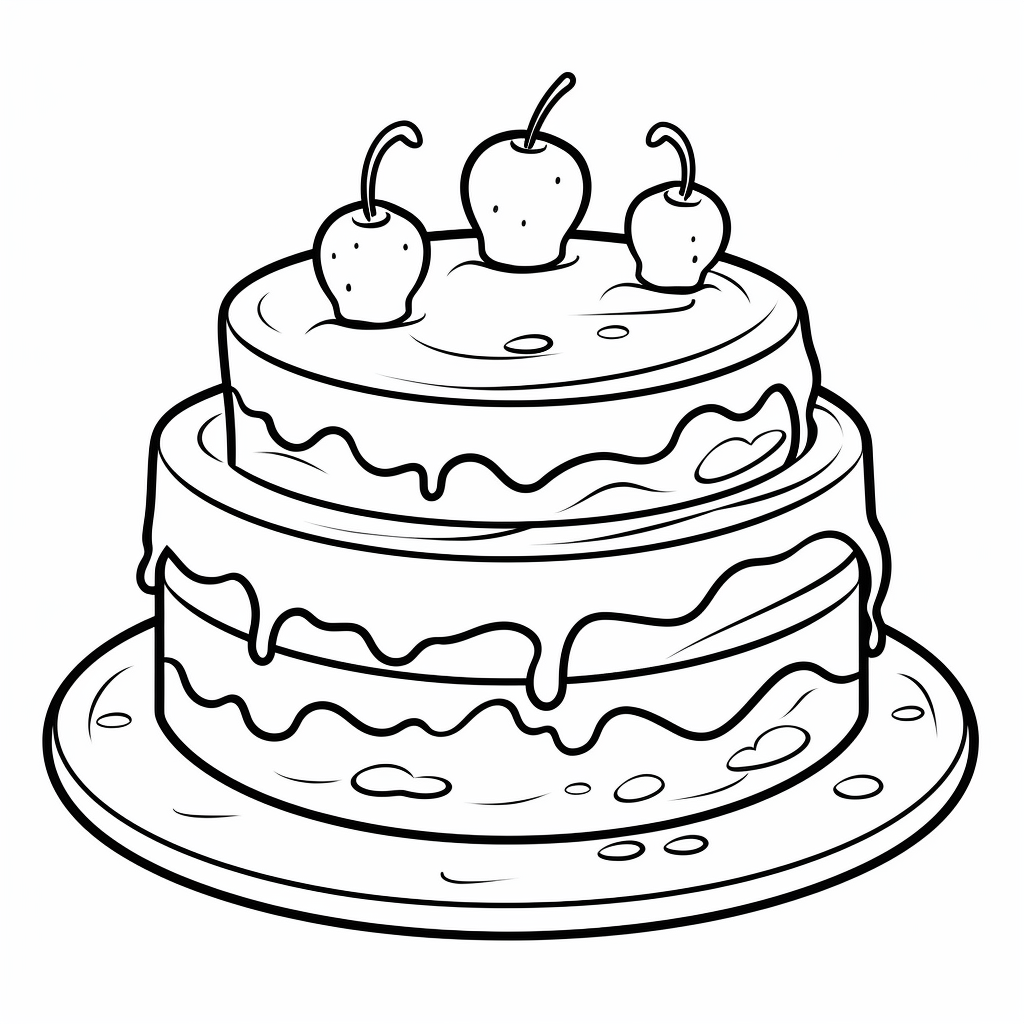 Cute cake coloring pages