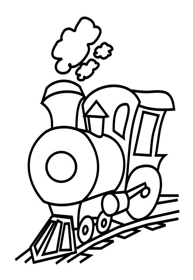 Simple black and white train cartoon