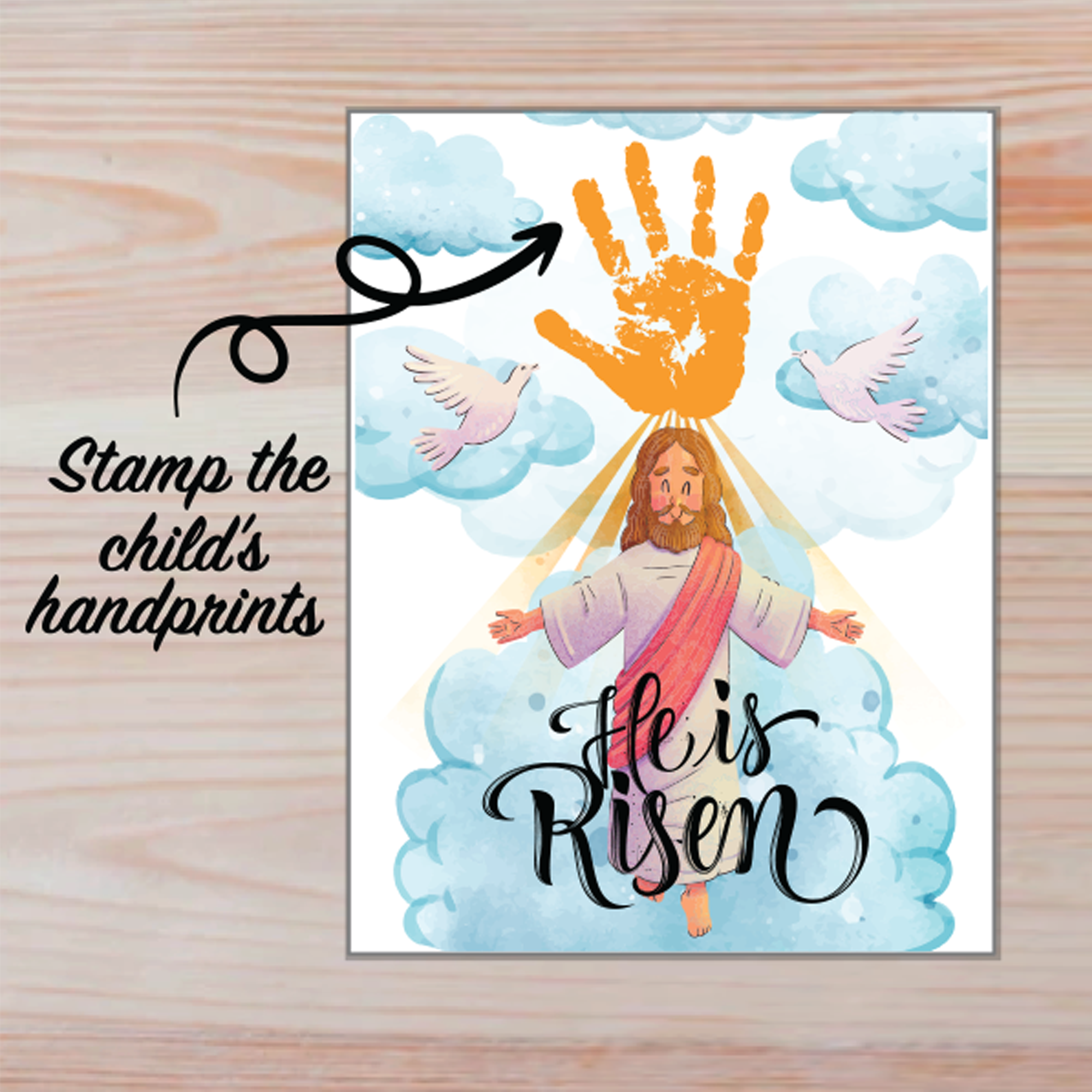 Easter handprint art craft jesus he is risen religious handprint printable sunday school activity craft preschool