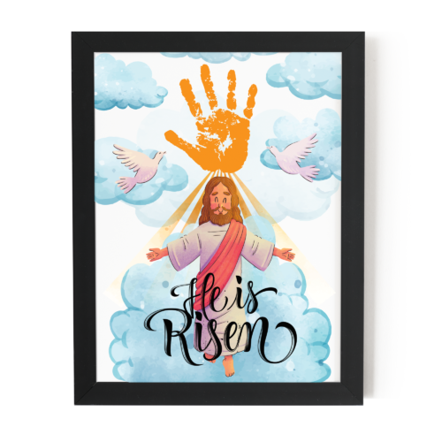 Easter handprint art craft jesus he is risen religious handprint printable sunday school activity craft preschool
