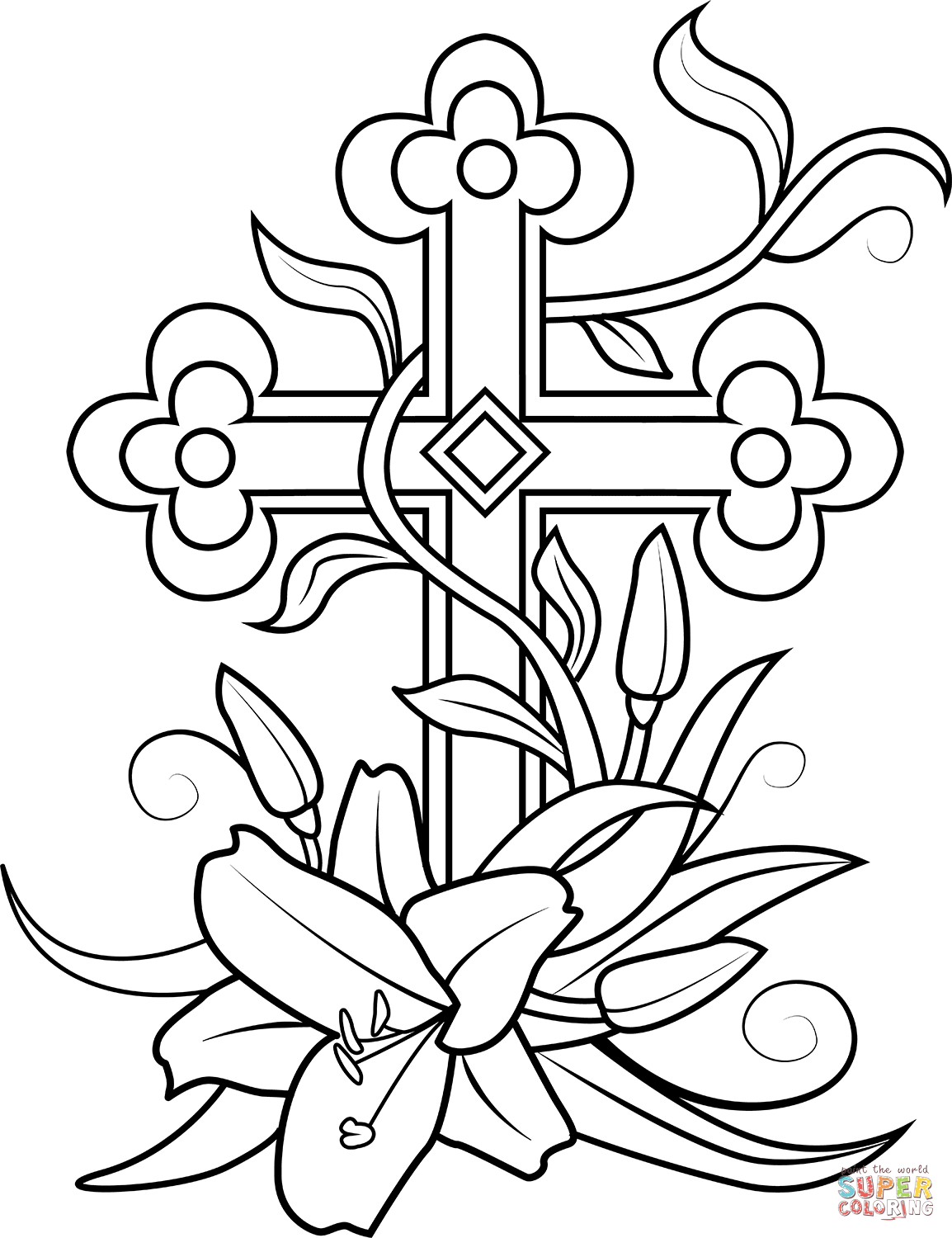 Easter cross coloring page free printable coloring pages