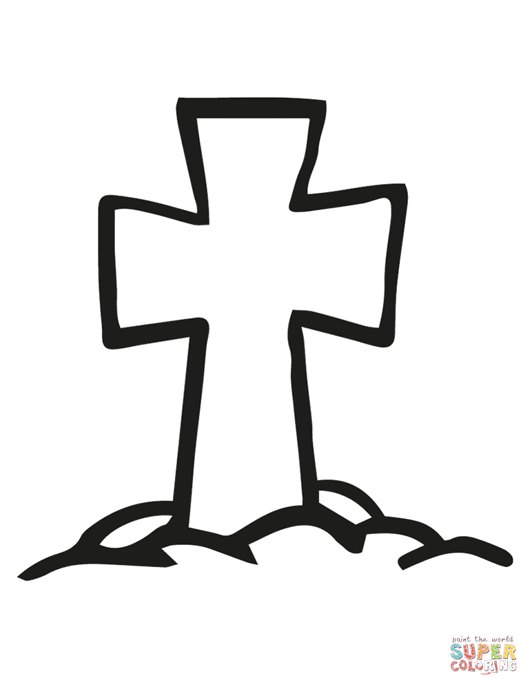 Halloween cross tombstone coloring page free printable coloring pages