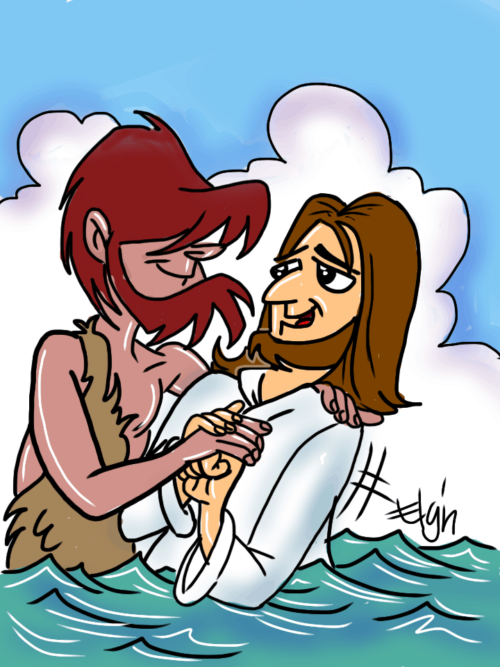 John baptizing jesus cartoon coloring page