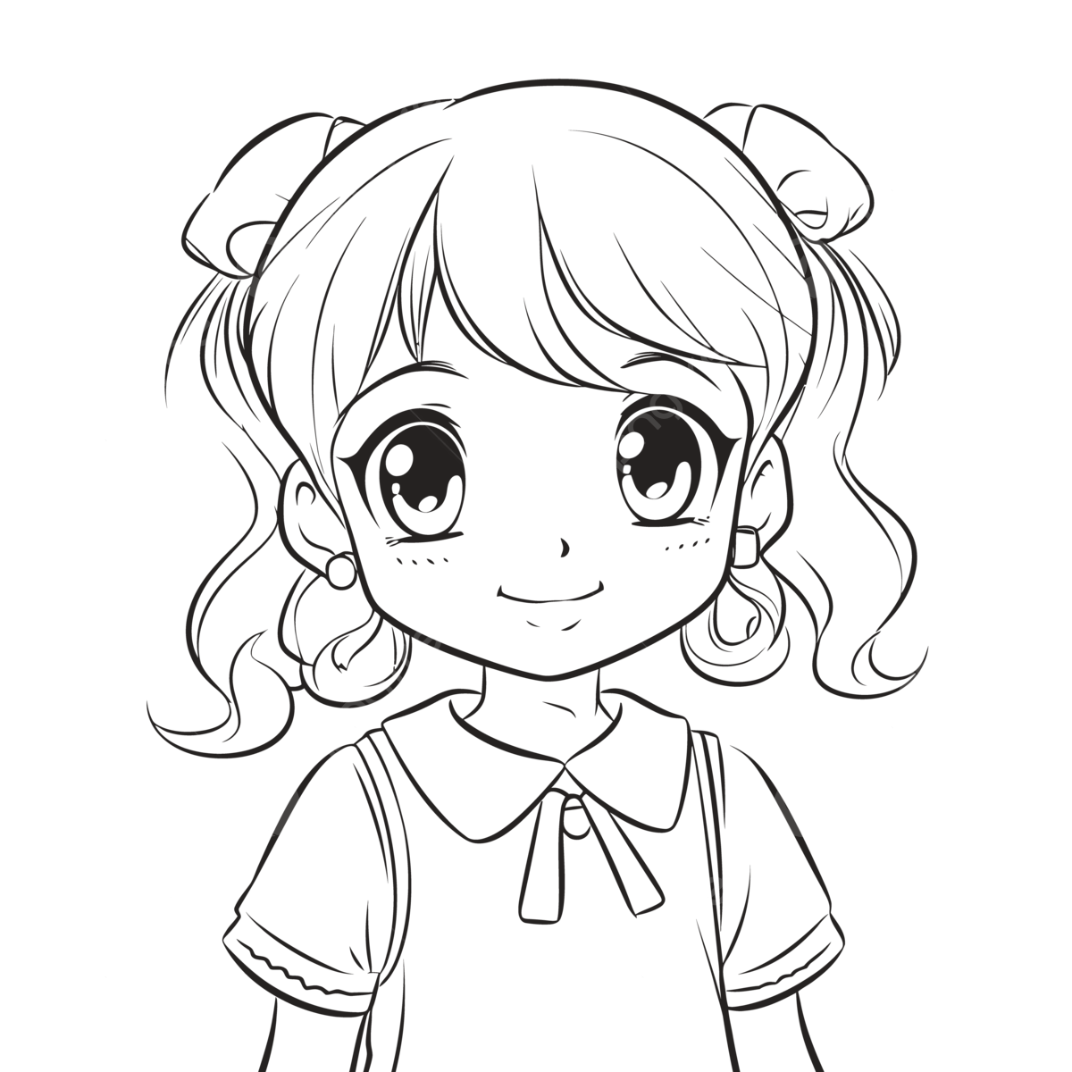 An anime girl in black and white coloring page outline sketch drawing vector anime drawing wing drawing girl drawing png and vector with transparent background for free download