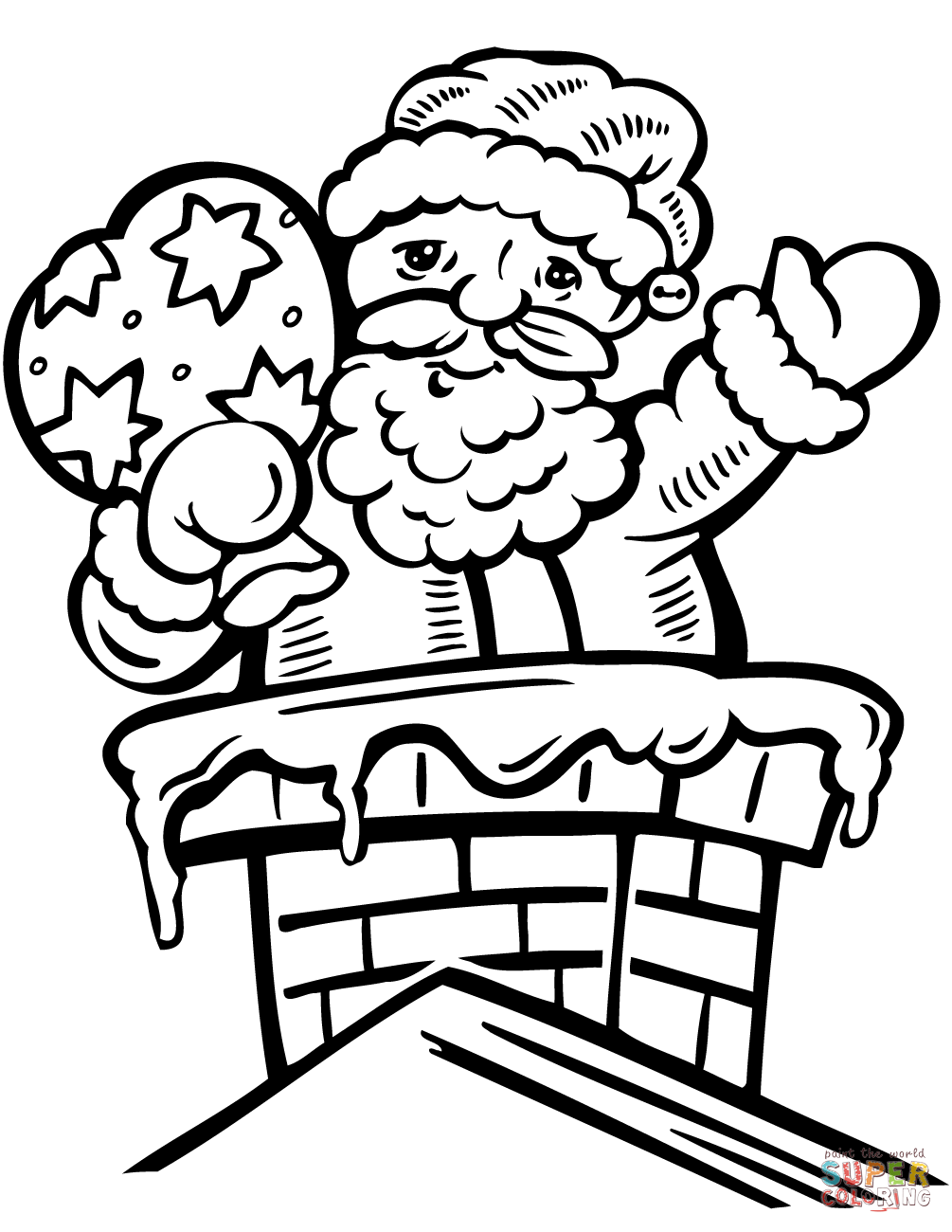 Santa in the chimney coloring page free printable coloring pages