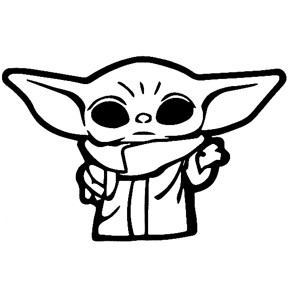 Baby yoda in winter coloring page