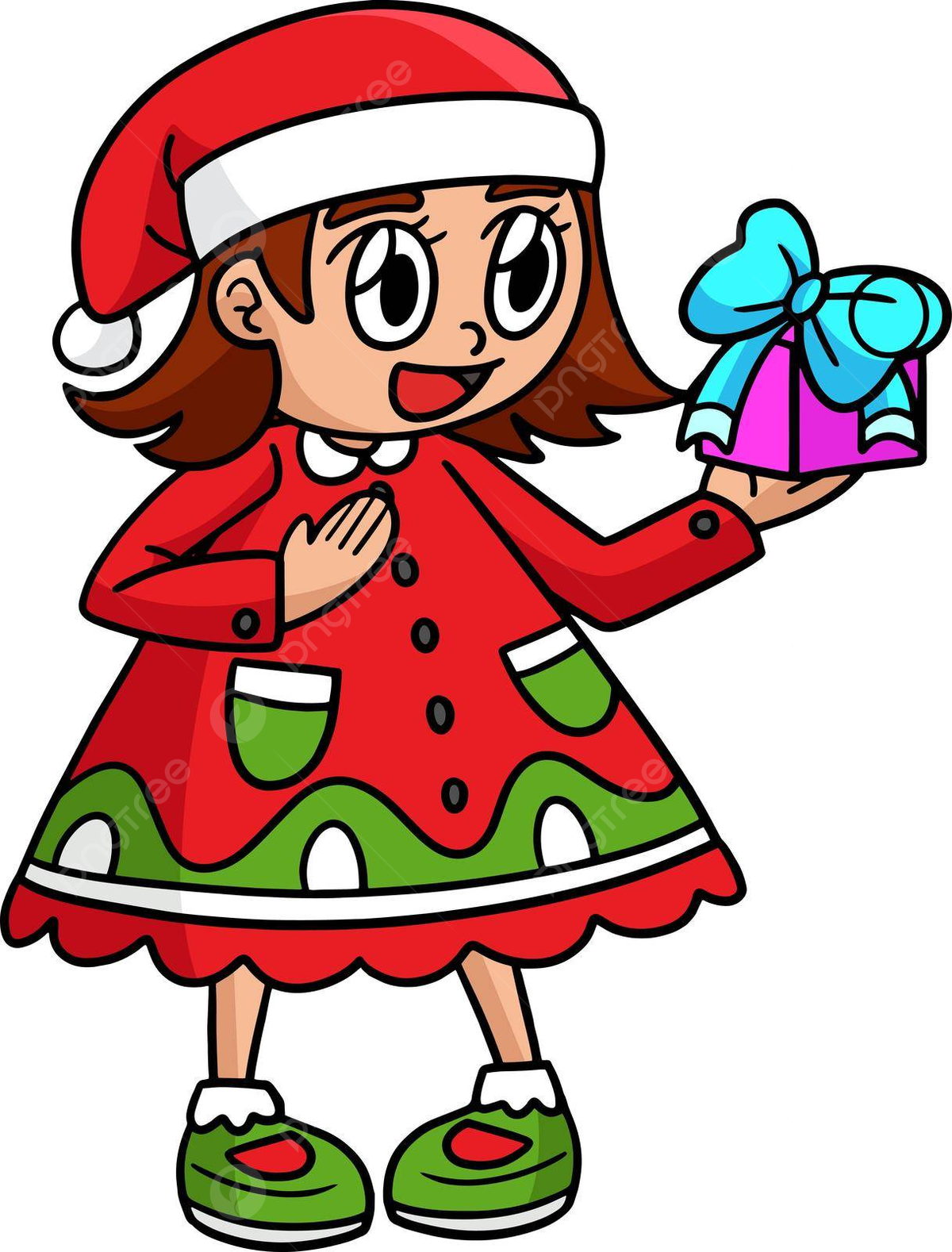 Christmas girl cartoon colored clipart kid december design vector kid december design png and vector with transparent background for free download