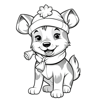 Coloring book with a cute husky dog christmas characters with a hat and scarf coloring pages christmas coloring dog doodle png transparent image and clipart for free download