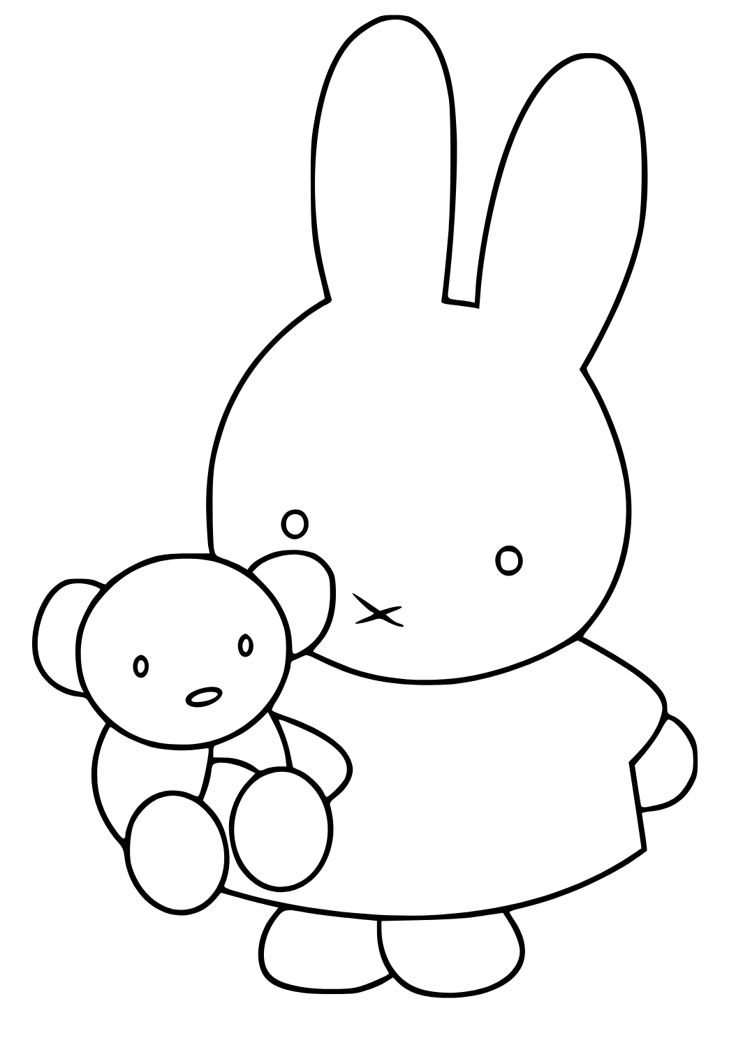 Free printable miffy bear coloring page for adults and kids