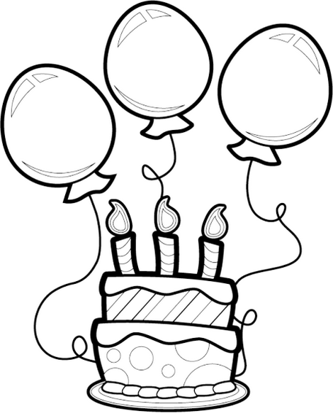 Birthday cake and balloons coloring sheet birthday coloring pages happy birthday coloring pages birthday balloons clipart