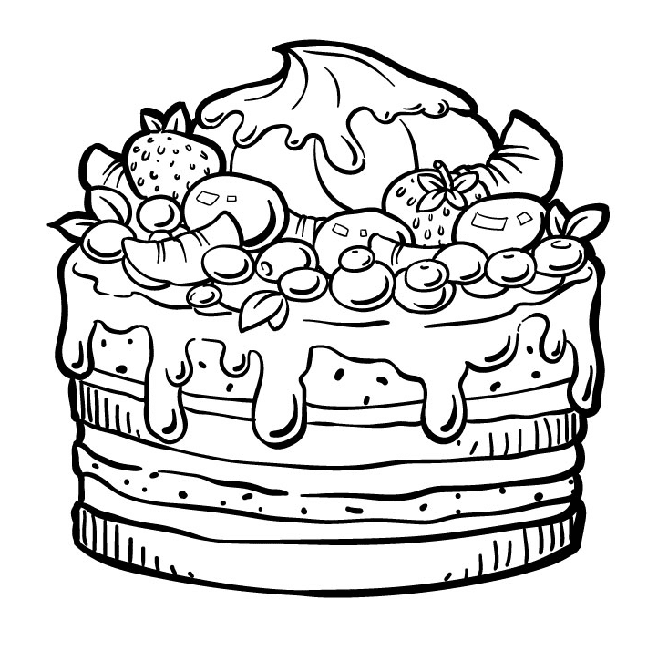 Cake coloring pages