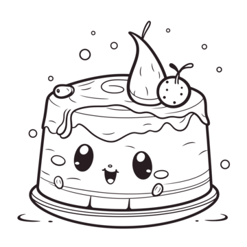 Kawaii cake coloring page has apples on it outline sketch drawing vector apple drawing kawaii drawing cake drawing png and vector with transparent background for free download