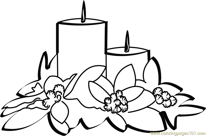 Christmas candles coloring page for kids