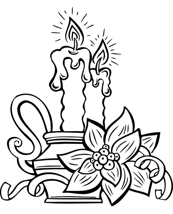 Christmas candles coloring page for kids