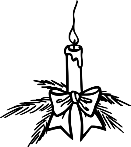 A candle with a bow coloring page free printable coloring pages