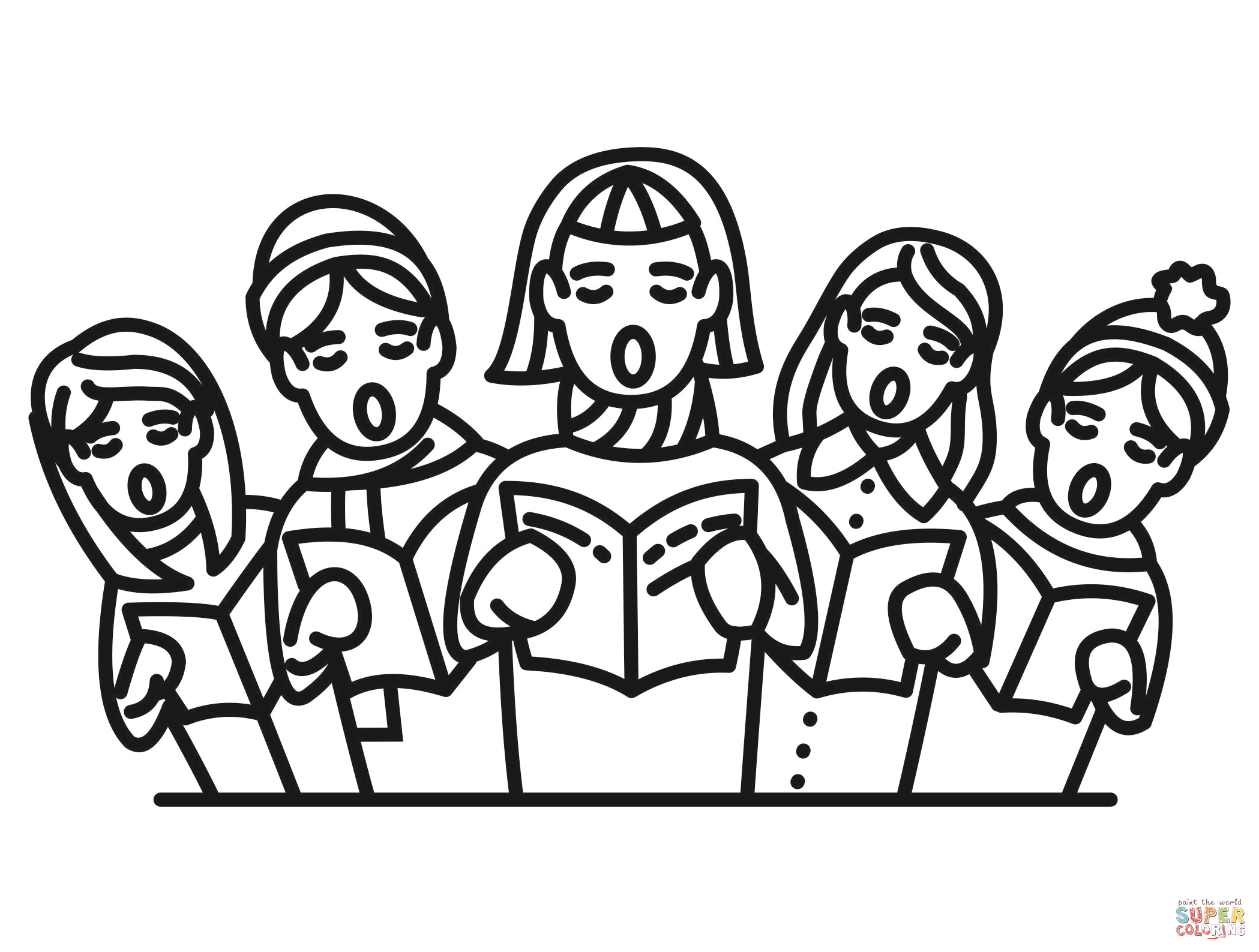 Christmas carolers coloring page free printable coloring pages