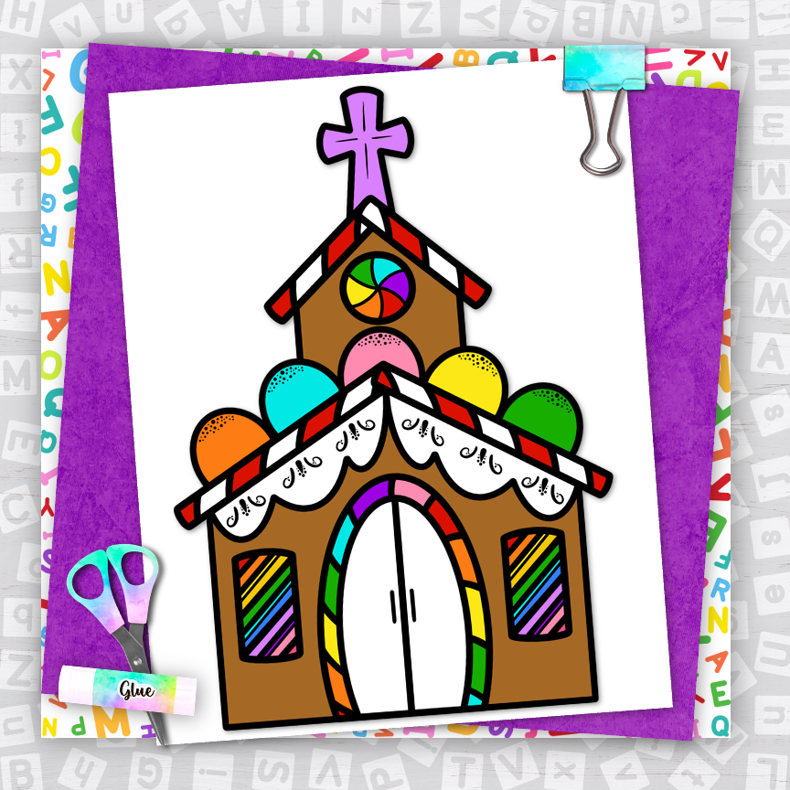 Religious christmas craft gingerbread church craft sunday school craft made by teachers