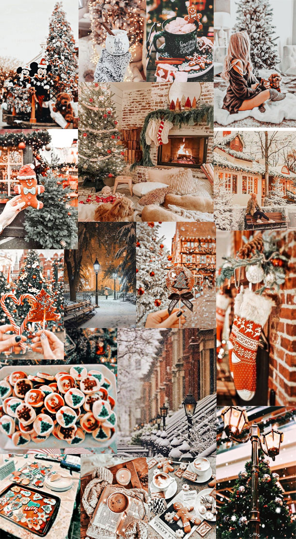 Christmas wallpaper collages â brown muted green christmas collage