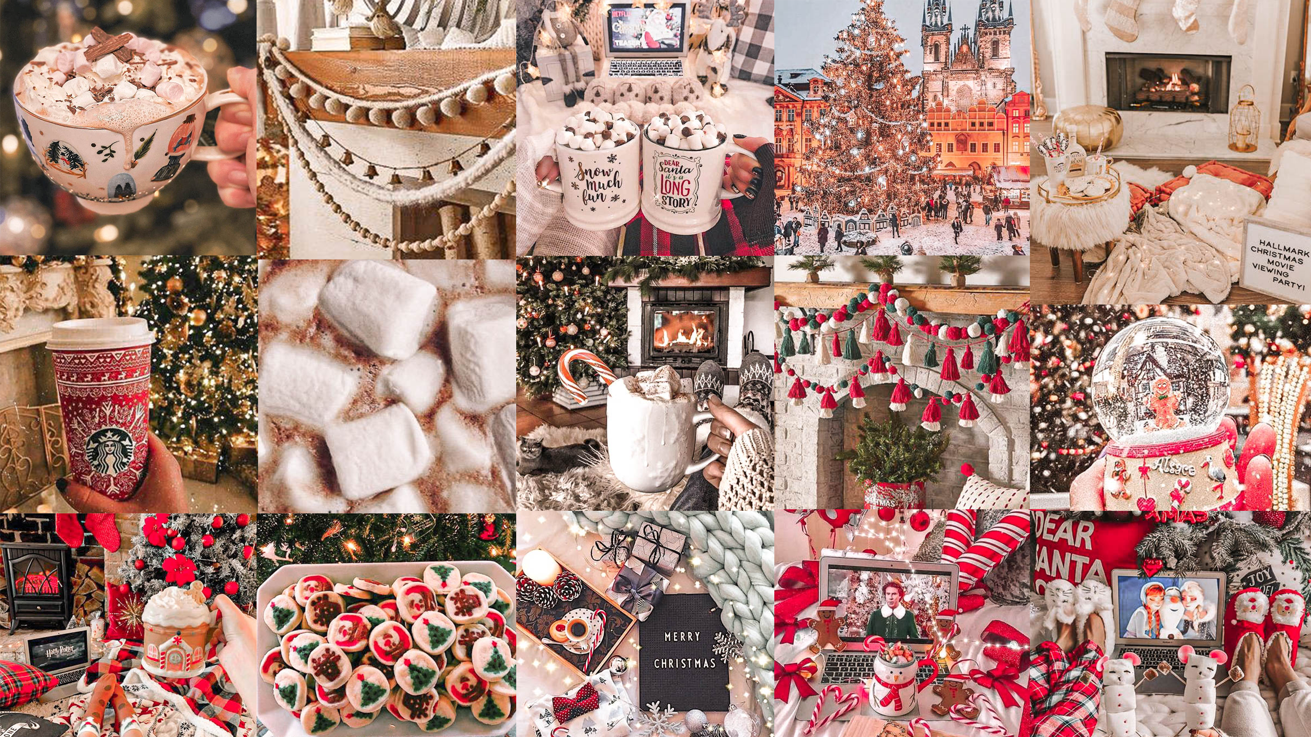 Christmas aesthetic wallpaper collage for desktop puters