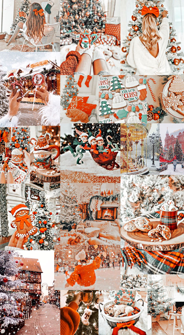 Christmas wallpaper collages â orange terracotta christmas collage