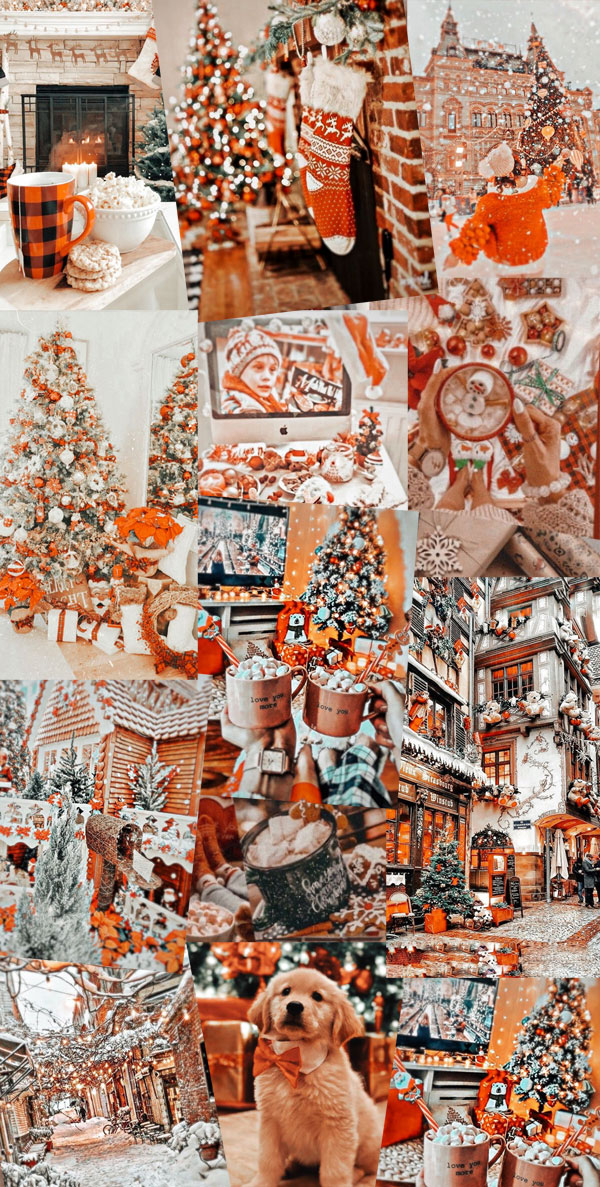 Christmas collage aesthetic ideas orange christmas collage