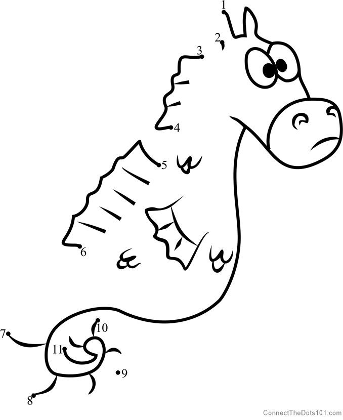 Mystery the seahorse dot to dot printable worksheet