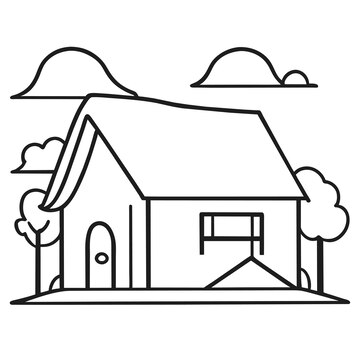 Premium vector hand drawn house illustration or house vector illustration or house coloring book page