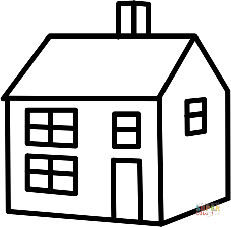 Simple house with chimney coloring page free printable coloring pages