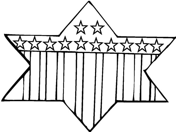 Star shaped flag for flag day coloring pages