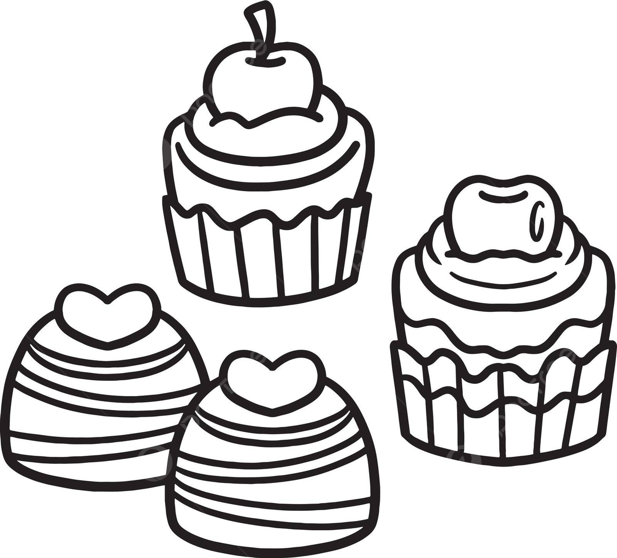 Cupcakes isolated coloring page for kids coloring page page outline vector coloring page page outline png and vector with transparent background for free download