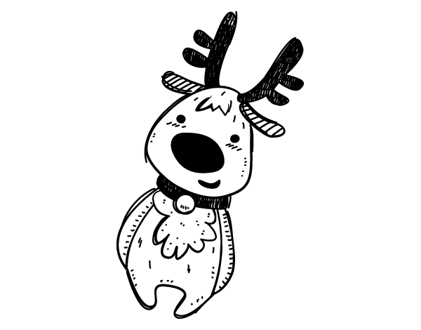 Teddy christmas reindeer coloring page