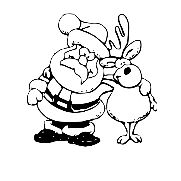 Santa and raindeer coloring book vector illustration free svg